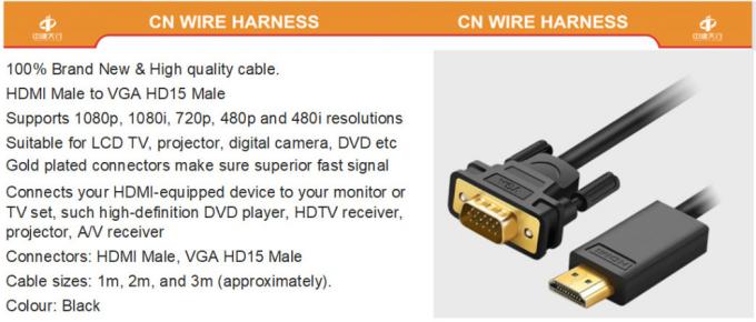 Multimedia-Kabel-Draht-Härte benutzerdefinierte Video-Konvertierung USB HDMI zu VGA-Kabel 0