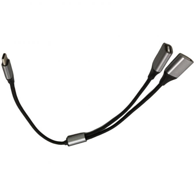 3m Kabel-Draht-Gurtensammlung 1 Typ C bis 2 USB 2 In 1 USB-Kabel 0